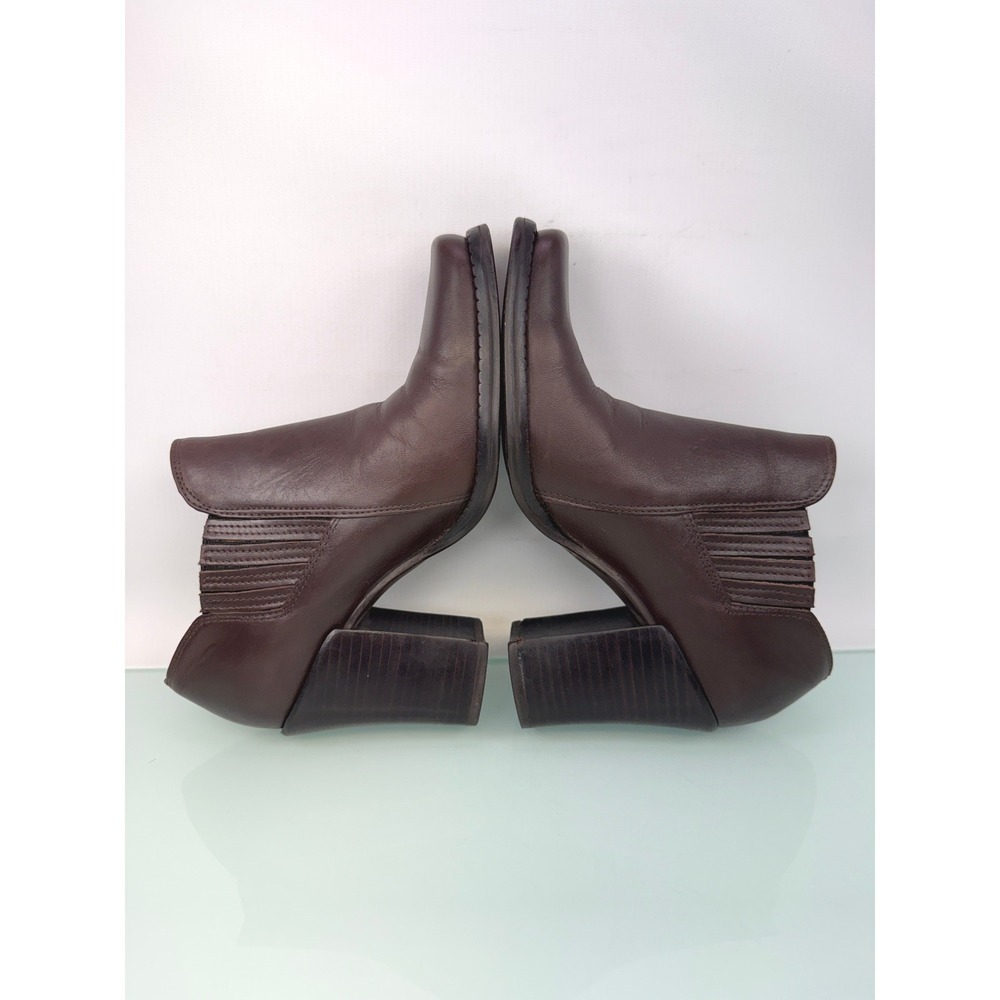 Colin Stuart Ankle Boots 6.5 Brown Leather Square Toe Block Heel 90s clean girl - Picture 4 of 11